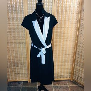 Ashley Stewart | Women’s Elegant Black and White Wrap Dress - Size 16